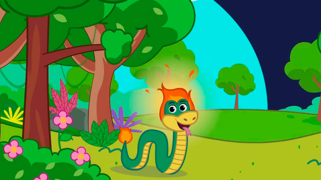 Boitatá ilumina a floresta